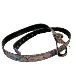 Elite Fresno California Art Deco Floral Glam SILVER Trim Women's Belt Size Large